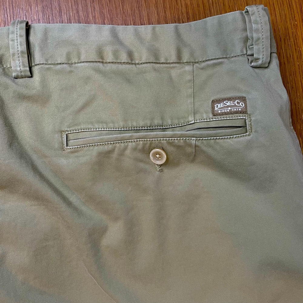 Diesel Co Mens 38 Regular Chino Pants Slim Fit Beige Button Fly Chino Trousers
